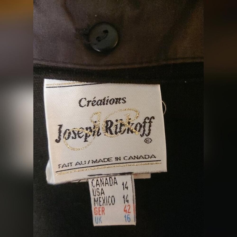 Joseph Ribkoff Black Jacket Fur Collar Size 14 Elegant Dressy Coat - Picture 5 of 13